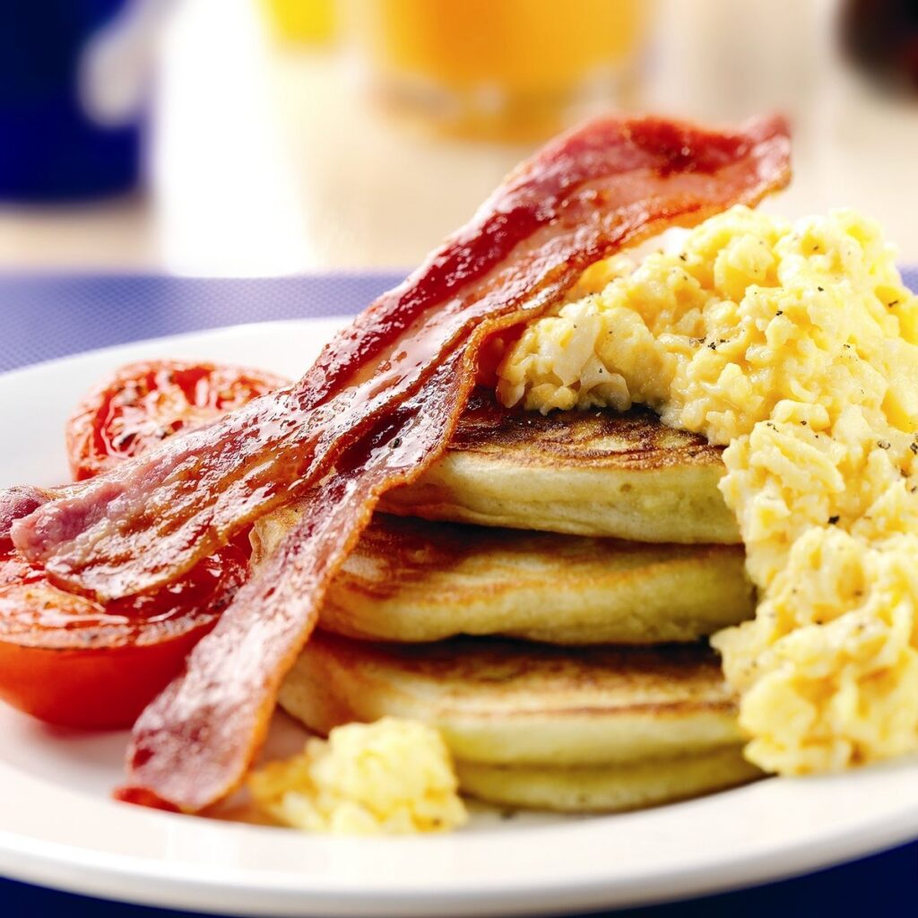 Eggs Bacon pancakes 1